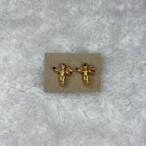 Gold Angel Stud Earrings